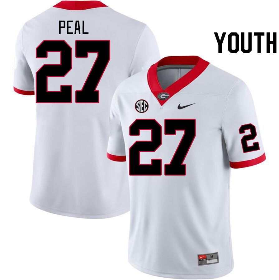 Youth #27 Chris Peal Georgia Bulldogs College Football Jerseys Stitched-White